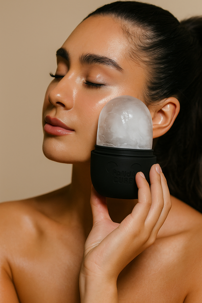 Black Panda Cube Ice Face Roller with Wrist Towel Band