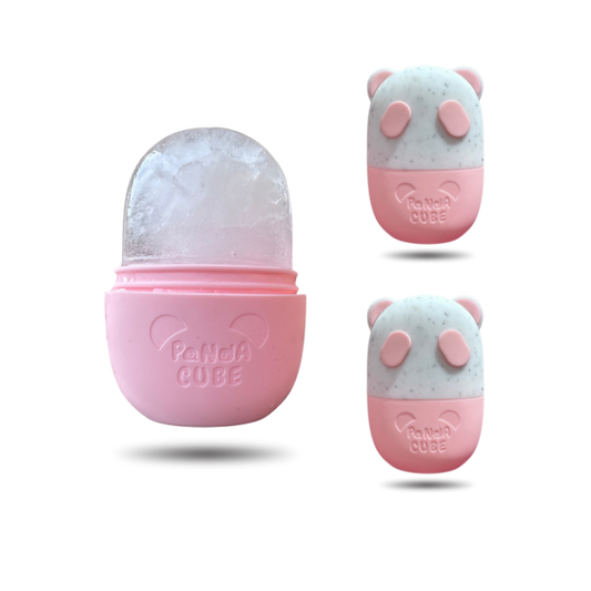 3 Pink Panda Cube Ice Face Roller with Three Wrist Towel Band